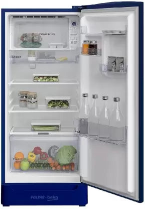 Voltas Beko 183 L Direct Cool Single Door 4 Star Refrigerator with Base Drawer (Dahlia Blue, RDC215B / W0DBR0M0B00GO) Voltas Beko 183 L Direct Cool Single Door 4 Star Refrigerator with Base Drawer (Dahlia Blue, RDC215B / W0DBR0M0B00GO)
